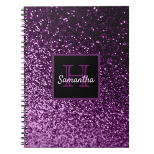 Caderno Espiral Monograma de brilho brilhante brilhante, de cintur