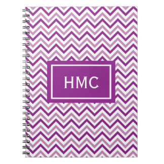 Caderno Espiral Monograma de Chevron Duplo Roxo
