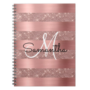 Caderno Espiral Monograma de Chic Rosa Dourado