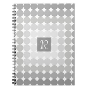 Caderno Espiral Monograma de Círculos Cinzas Modernos