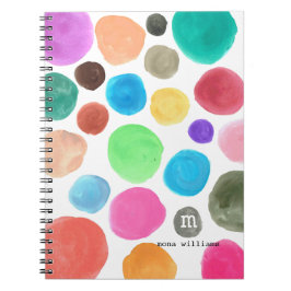 Caderno Espiral Monograma de Círculos Coloridos de Colorida Modern