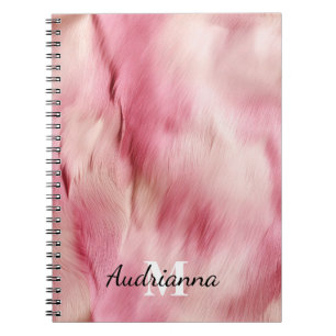 Caderno Espiral Monograma de Cowhide de Garça Rosa Chic