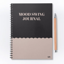 Caderno Espiral Monograma de Diário de Swing Mood Moderno Engraçad