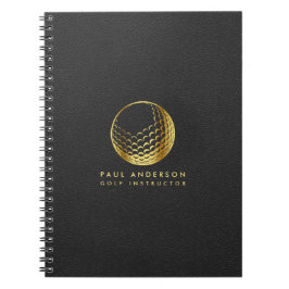 Caderno Espiral Monograma de Golfe do ouro Logotipo de Golfe Elega