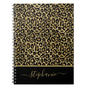 Caderno Espiral Monograma de Impressão de Animais Leopardo com na