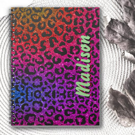 Caderno Espiral Monograma de impressão digital colorida elegante
