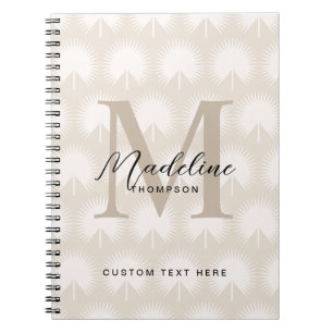 Caderno Espiral Monograma de Leaf Script de Chic Beige Anahaw Mini