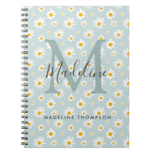 Caderno Espiral Monograma de Letra em Script Azul Turquesa com Dál