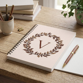 Caderno Espiral Monograma de Letra Inicial de Folha de Outono Desi