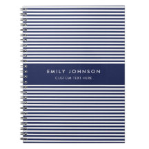 Monograma de Listras Azul-Navy Minimalista Moderna