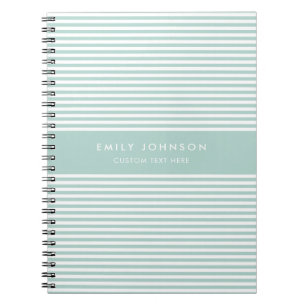 Caderno Espiral Monograma de Listras Turquesa Minimalista Moderna