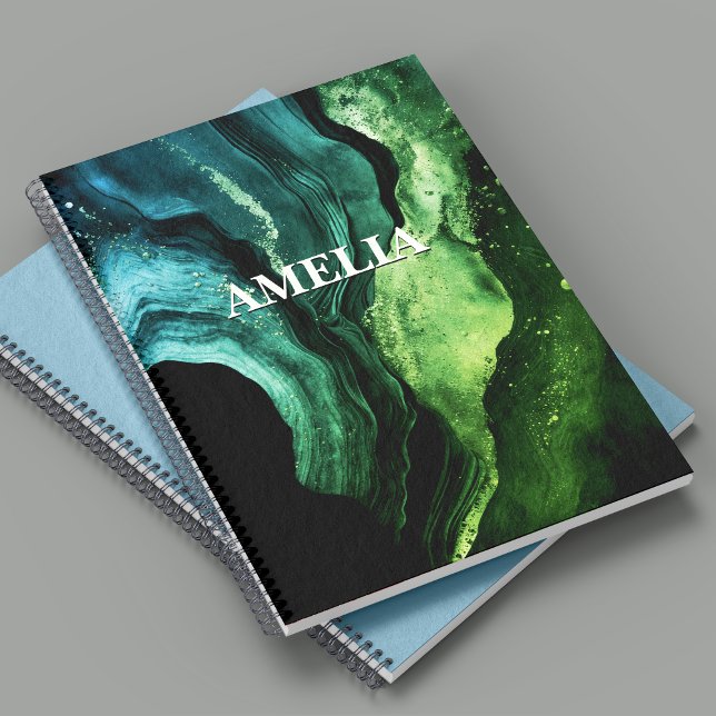 Caderno Espiral monograma de mármore-mármore cintilante (Criador carregado)