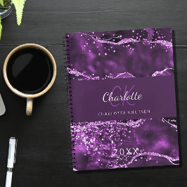 Caderno Espiral Monograma de mármore rosa-claro-rosado