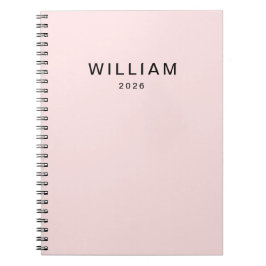 Caderno Espiral Monograma de nome e cor-de-rosa personalizado | Pe