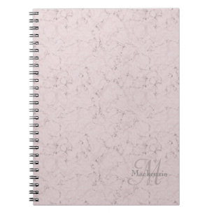 Caderno Espiral Monograma de Nome Personalizado de Marble Cor-de-R