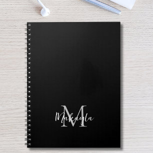 Caderno Espiral Monograma de Nome Personalizado Preto
