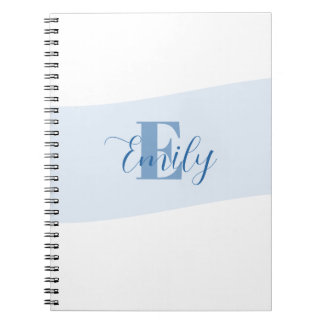Caderno Espiral Monograma de Nome Retro Azul