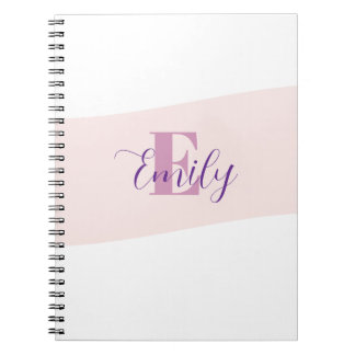 Caderno Espiral Monograma de Nome Retro Rosa Roxo