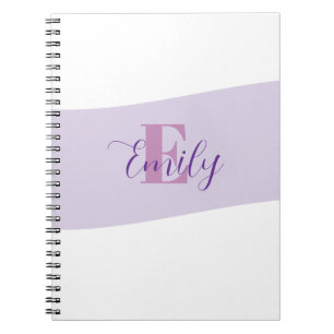 Caderno Espiral Monograma de Nome Retro Roxo