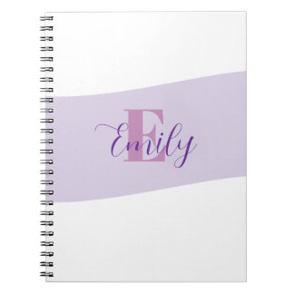 Caderno Espiral Monograma de Nome Retro Roxo