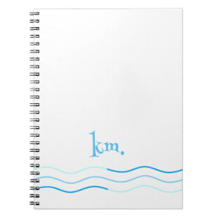 Caderno Espiral Monograma de Ondas Azuis