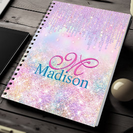 Caderno Espiral Monograma de perfuração de tonalidade cinzenta-ros
