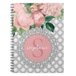Caderno Espiral Monograma de Rosas Rosa de Ouros Estipulosos