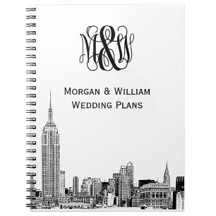 Caderno Espiral Monograma de Script de Vinha Etch 01 - Skyline NYC