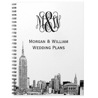 Caderno Espiral Monograma de Script de Vinha Etch 01 - Skyline NYC