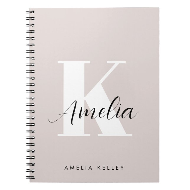 Caderno Espiral Monograma de Script Moderno (Frente)
