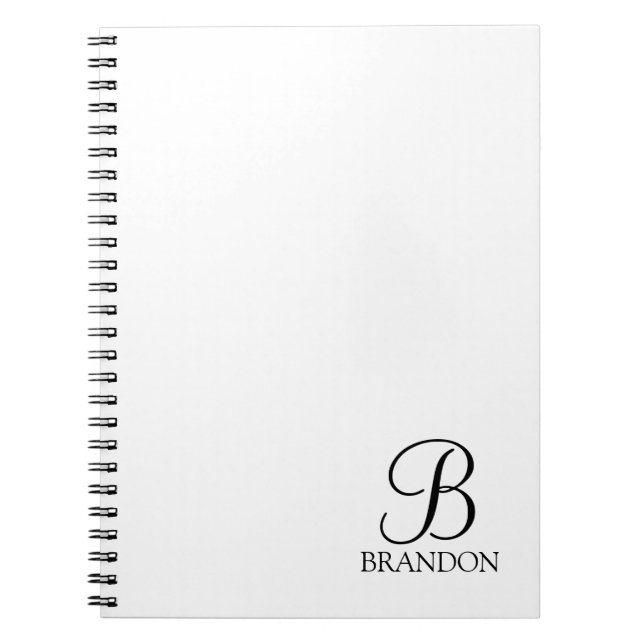 Caderno Espiral Monograma de Script Personalizado e Bloco de Notas (Frente)