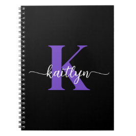 Caderno Espiral Monograma de Script Puro Preto