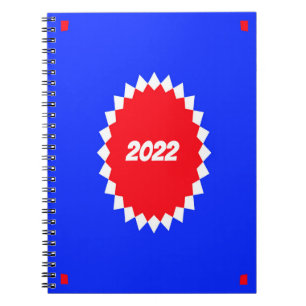 Caderno Espiral Monograma de Starburst Vermelho, Branco e Azul