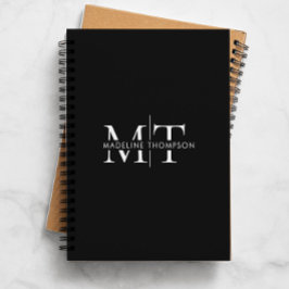 Caderno Espiral Monograma de Tipografia Moderna Preta