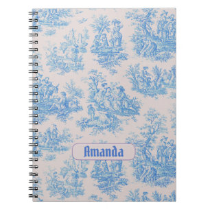 Caderno Espiral Monograma de Tornozelo Azul-Vintage