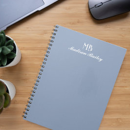 Caderno Espiral Monograma Decorativo Tipografia Dusty Blue
