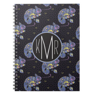 Caderno Espiral Monograma do lagarto   de Zentangle