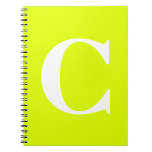 Caderno Espiral Monograma do nome amarelo do neon fluorescente