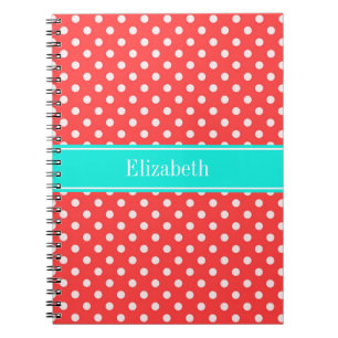 Caderno Espiral Monograma do Nome do Aqua do Coral e do White Boli