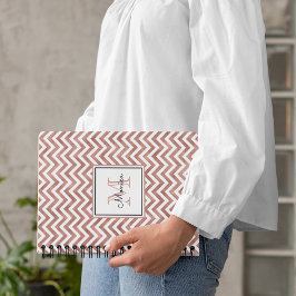 Caderno Espiral Monograma do padrão Glitter Chevron rosa Dourado