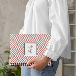 Caderno Espiral Monograma do padrão Glitter Chevron rosa Dourado