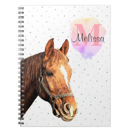 Caderno Espiral Monograma dos estábulos equestres bonito