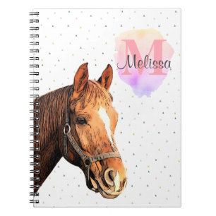 Caderno Espiral Monograma dos estábulos equestres bonito