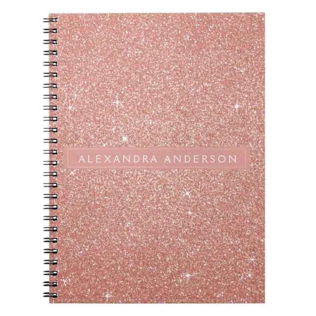 Caderno Espiral Monograma Dourado brilhante cor-de-rosa brilhante (Frente)