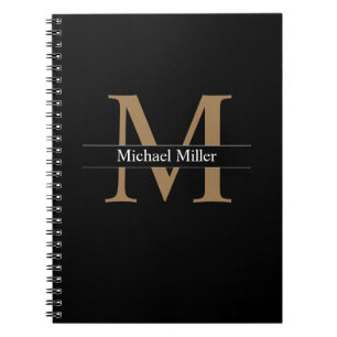 Caderno Espiral Monograma Dourado Clássico Simples