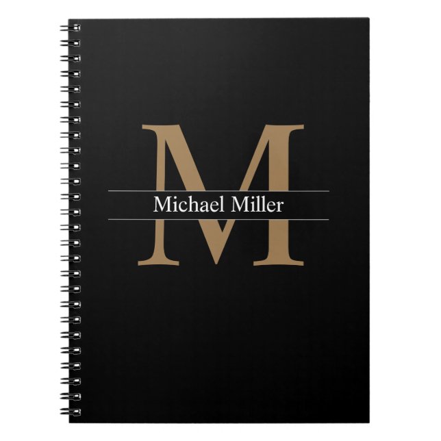 Caderno Espiral Monograma Dourado Clássico Simples (Frente)