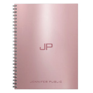 Caderno Espiral Monograma Dourado Elegante Clássico Personalizado