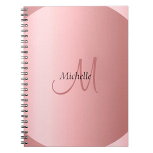 Caderno Espiral Monograma Dourado Elegante de Rosa Personalizado