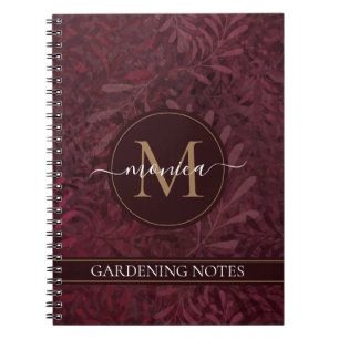 Caderno Espiral Monograma Dourado Elegante Marrom Floral