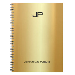 Caderno Espiral Monograma Dourado Elegante Moderno Profissional